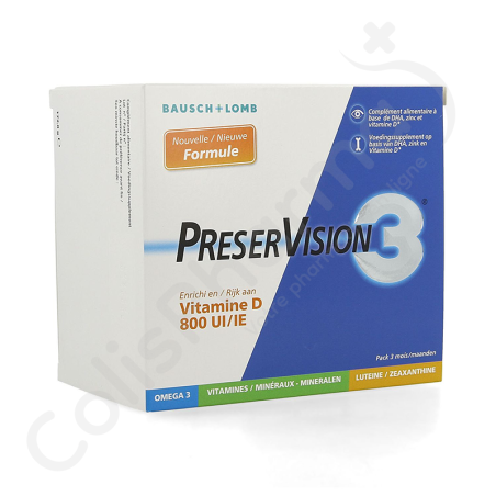 PreserVision 3 + Vitamine D3 800 UI - 180 gélules PreserVision 3 + Vitamine D3 800 UI - 180 gélules
