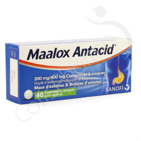 Maalox Antacid Muntsmaak 200 mg/400 mg - 40 kauwtabletten