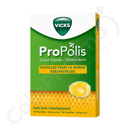 Vicks Propolis Pastilles Pour La Gorge - 16 pastilles à sucer Vicks Propolis Pastilles Pour La Gorge - 16 pastilles à sucer
