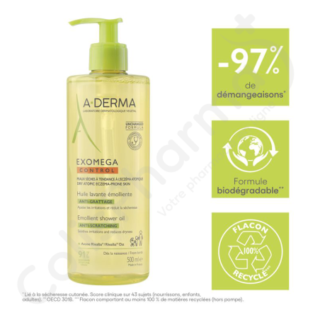 A-Derma Exomega Control Huile Lavante Émolliente - 500 ml