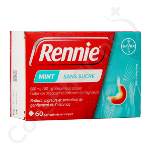 Rennie Menthe Sans Sucre - 60 comprimés à croquer