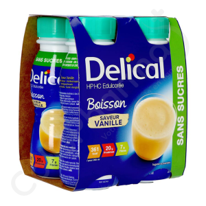 Delical Drank HP/HC Suikervrije Vanille - 4x200 ml
