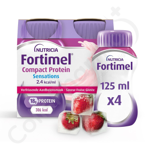 Fortimel Compact Protein Sensations Verfrissende Aardbeiensmaak - 4x125 ml