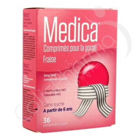 Medica Aardbei Zonder Suiker 5 mg/1 mg - 36 zuigtabletten