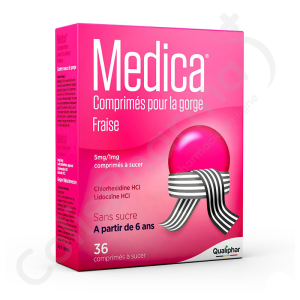 Medica Fraise Sans Sucre 5 mg/1 mg - 36 comprimés à sucer