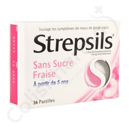Strepsils Zonder Suiker Aardbeien - 36 zuigtabletten