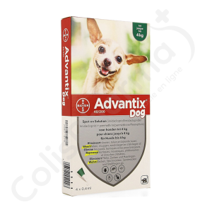 Advantix Dog 40/200 Chiens < 4 kg - 4 pipettes de 0,4 ml