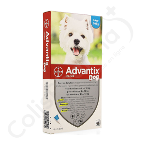 Advantix Dog 100/500 Chiens de 4 à 10 kg - 4 pipettes de 1 ml
