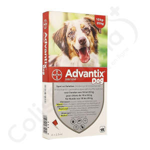 Advantix Dog 250/1250 Chiens de 10 à 25 kg - 4 pipettes de 2,5 ml