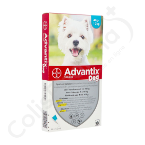 Advantix Dog 100/500 Chiens de 4 à 10 kg - 6 pipettes de 1 ml