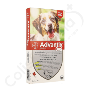 Advantix Dog 250/1250 Chiens de 10 à 25 kg - 6 pipettes de 2,5 ml