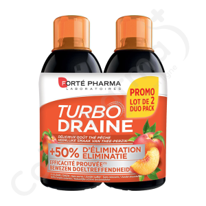 Forté Pharma Turbodraine Thé-Pêche - 2 x 500 ml