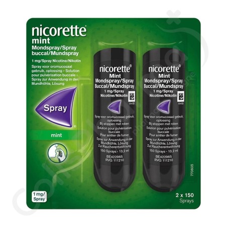 Nicorette Mint 1mg/Spray - 2 sprays buccaux Nicorette Mint 1mg/Spray - 2 sprays buccaux