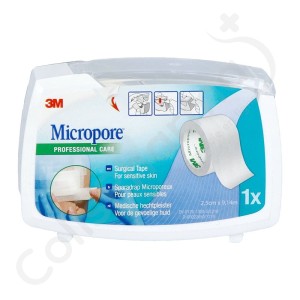 Micropore 3M Dispenser - Microporeuze pleister - 2,5 cm x 9,14 m