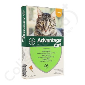 Advantage Cat 40 Chats < 4 kg - 4 pipettes van 0,4 ml
