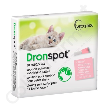 Dronspot 30mg/7,5mg Kleine Katten (0,5-2,5 kg) - 2 pipetten