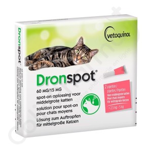 Dronspot 60 mg/15 mg Medium Katten (2,5-5 kg) - 2 pipetten