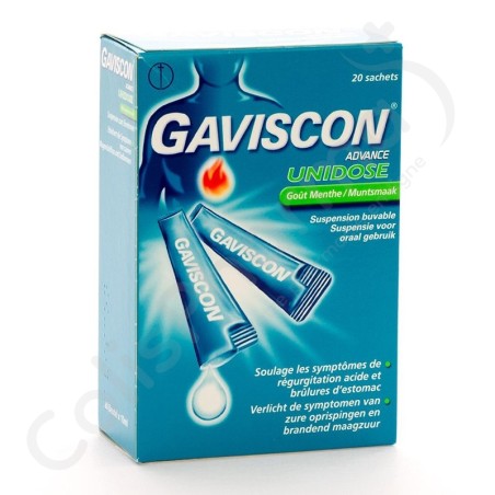 Gaviscon Advance Unidose Goût Menthe - 20 sachets de 10 ml Gaviscon Advance Unidose Goût Menthe - 20 sachets de 10 ml
