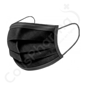 Masques chirurgicaux - Noir - Type IIR - 1 boîte de 50 masques