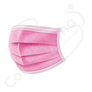 Masques chirurgicaux - Rose - Type IIR - 1 boîte de 50 masques