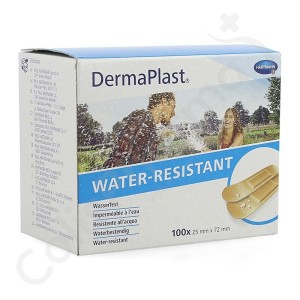 DermaPlast Water Resistant Voorgesneden Pleisters 2,5 cm x 7,2 cm - 100 verbanden