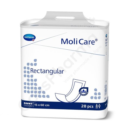 Molicare Rectangular 5 Gouttes 15 x 60 cm - 28 couches rectangulaires traversables