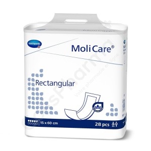 Molicare Rectangular 5 Druppels 15 x 60 cm - 28 doorlaatbare rechte inleggers