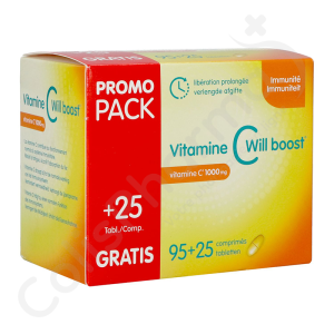 Vitamine C Will Boost - 95 comprimés à libération prolongée - PROMO + 25 gélules GRATUITES