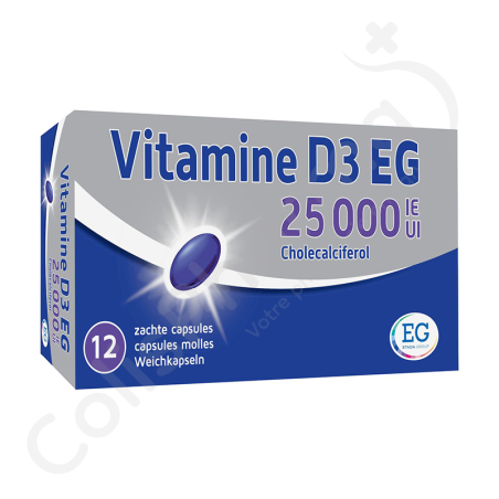 Vitamine D3 EG 25 000 UI - 12 zachte capsules