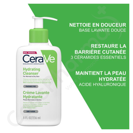 CeraVe Crème Lavante Hydratante Peau Normale à Sèche - 236 ml