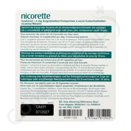 Nicorette Freshmint 4 mg - 80 zuigtabletten