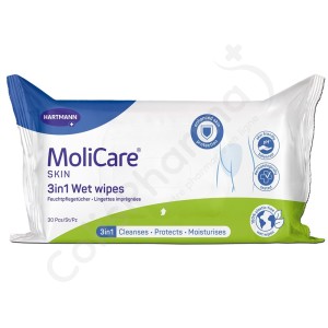 Molicare Skin 3 en 1 Lingettes Imprégnées - 30 lingettes