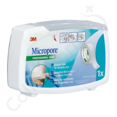 Micropore 3M Dispenser - Microporeuze pleister - 1,25 cm x 9,14 m