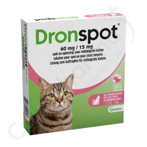 Dronspot 60 mg/15 mg Chats Moyens (2,5 à 5 kg) - 2 pipettes