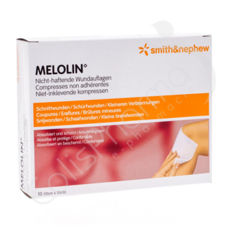 Melolin 10x10 cm - 10 compresses non adhérentes