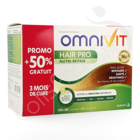 Omnivit Hair Pro Nutri-Repair - 180 comprimés