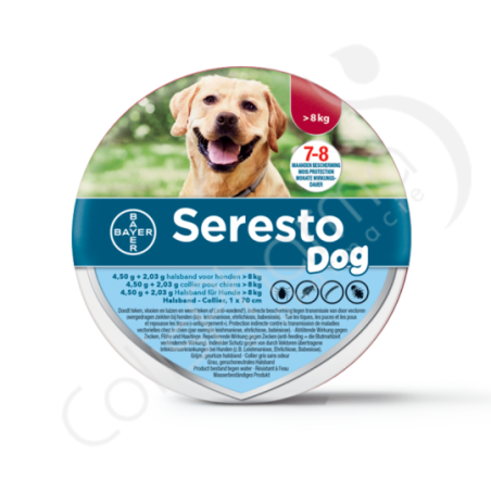 Seresto Dog >8 kg - 1 ongediertebestrijdings halsband van 70 cm