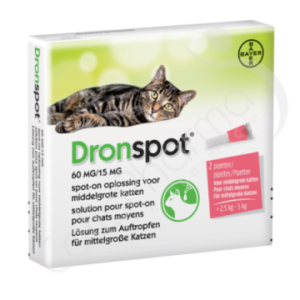 Dronspot 60 mg/15 mg Chats Moyens (2,5 à 5 kg) - 2 pipettes