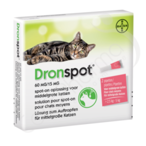 Dronspot 60 mg/15 mg Medium Katten (2,5-5 kg) - 2 pipetten