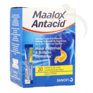 Maalox Antacid Goût Citron 230 mg/400 mg - 20 sachets de 4,3 ml