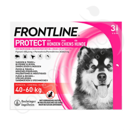 Frontline Protect Spot-On Oplossing Honden XL 40-60 kg - 3 pipettes van 6 ml