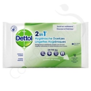 Dettol 2 en 1 - 12 lingettes hygiéniques