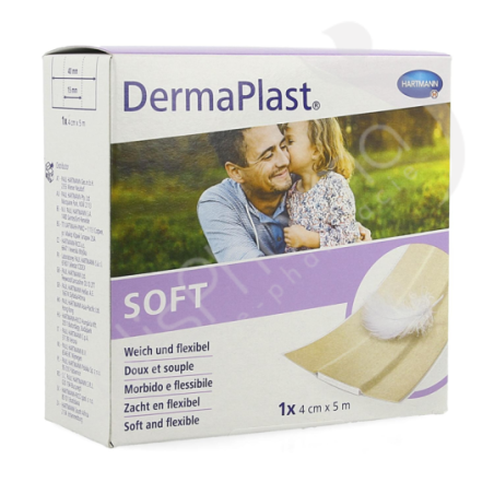 DermaPlast Soft Pansement Adhésif 4 cm x 5 m - 1 pansement