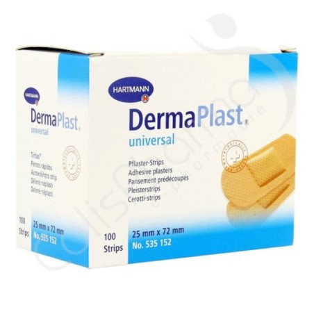 DermaPlast Water Resistant Pansement Pré-Découpés 2,5 cm x 7,2 cm - 100 pansements