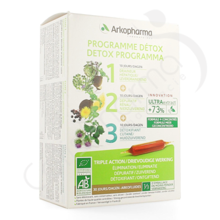 Arkofluide Programme Détox 30 jours - 30 ampoules