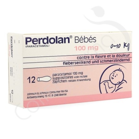 Perdolan Bébé 100 mg - 12 suppositoires