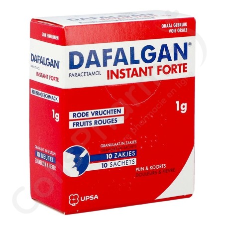 Dafalgan Instant Forte Rode Vruchten 1 g - 10 zakjes