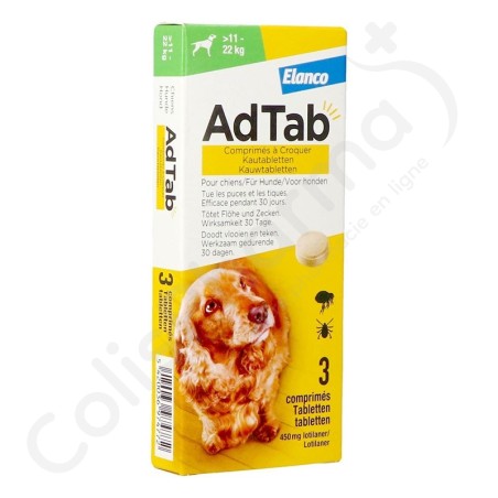 AdTab Hond 11kg - 22kg - 3 kauwtabletten AdTab Hond 11kg - 22kg - 3 kauwtabletten