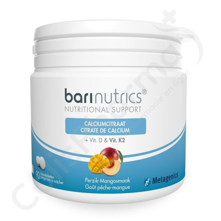 BariNutrics Calcium 2000 mg Perzik-Mango - 90 kauwtabletten