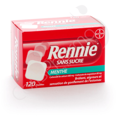 Rennie Menthe Sans Sucre - 120 pastilles